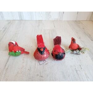 Red Cardinal AS IS frosted Branch clip-on‎ ornament variety Xmas decor